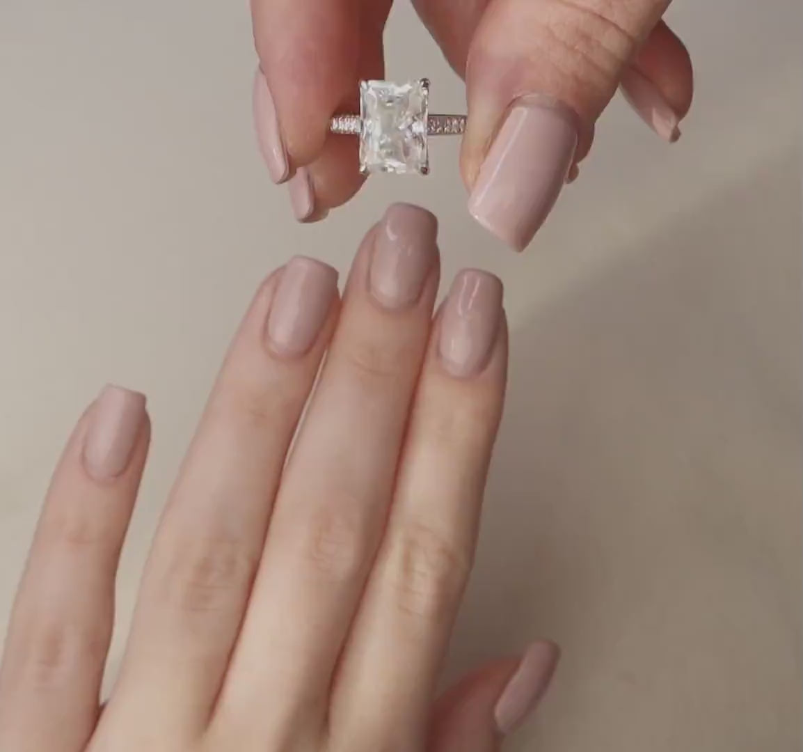 5.5 CT Radiant Cut Pave Setting Moissanite Engagement Ring